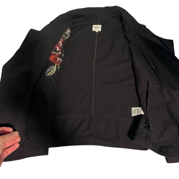 Women's Kensie Jeans Floral Embroidered Black Denim Moto Jacket - Picture 10 of 12